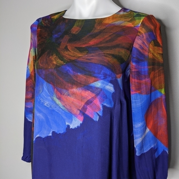 Anthro Leifsdottir silk abstract shift dress XS - Picture 6 of 9